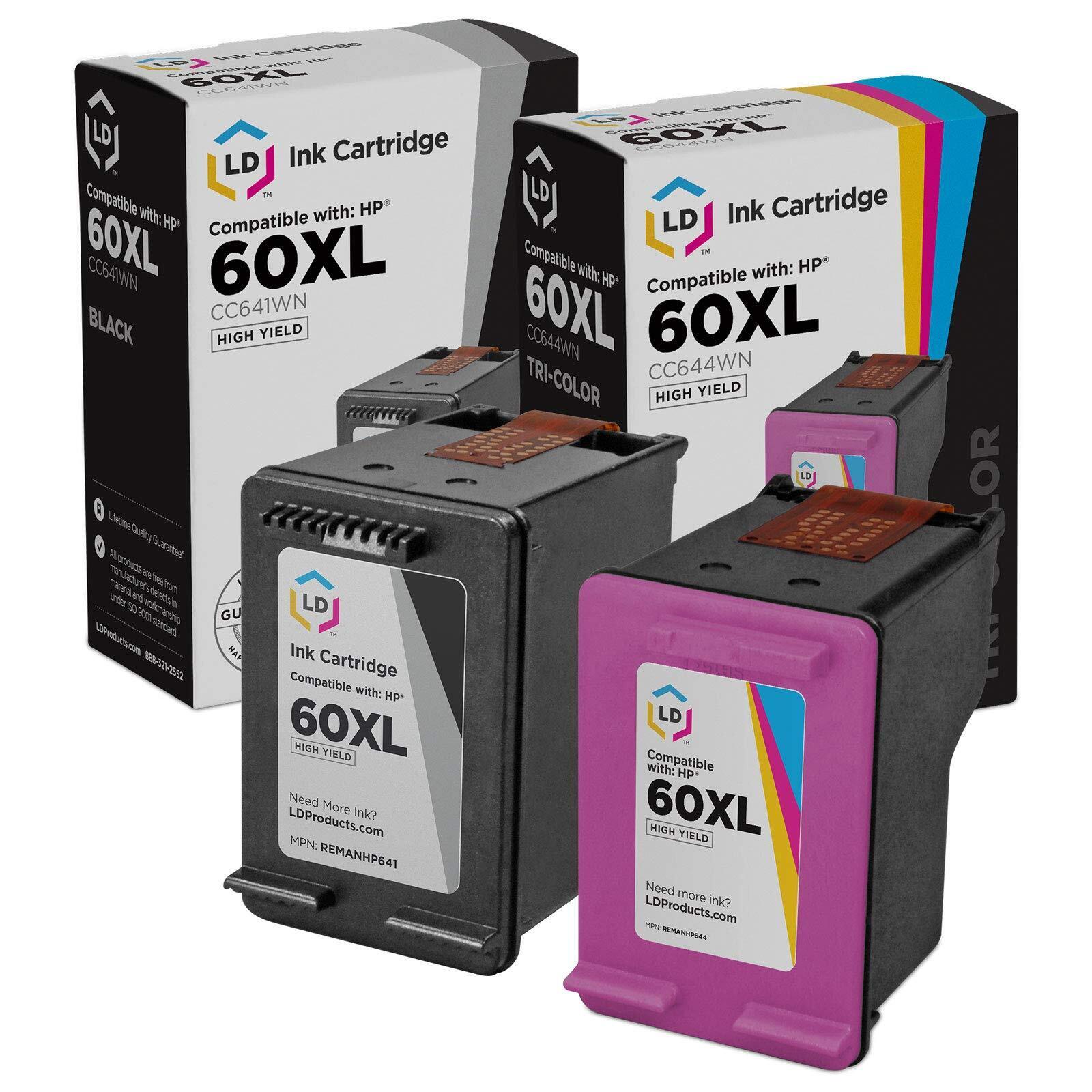 LD Reman Replacement Fits for HP 60XL HY Black & Color Ink Cartridges 2PK