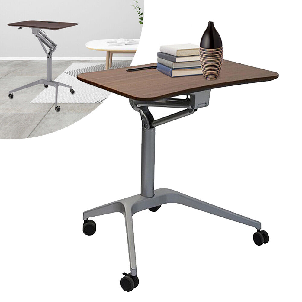 Height Adjustable Mobile Laptop Desk Rolling Table Cart Computer Stand Holder