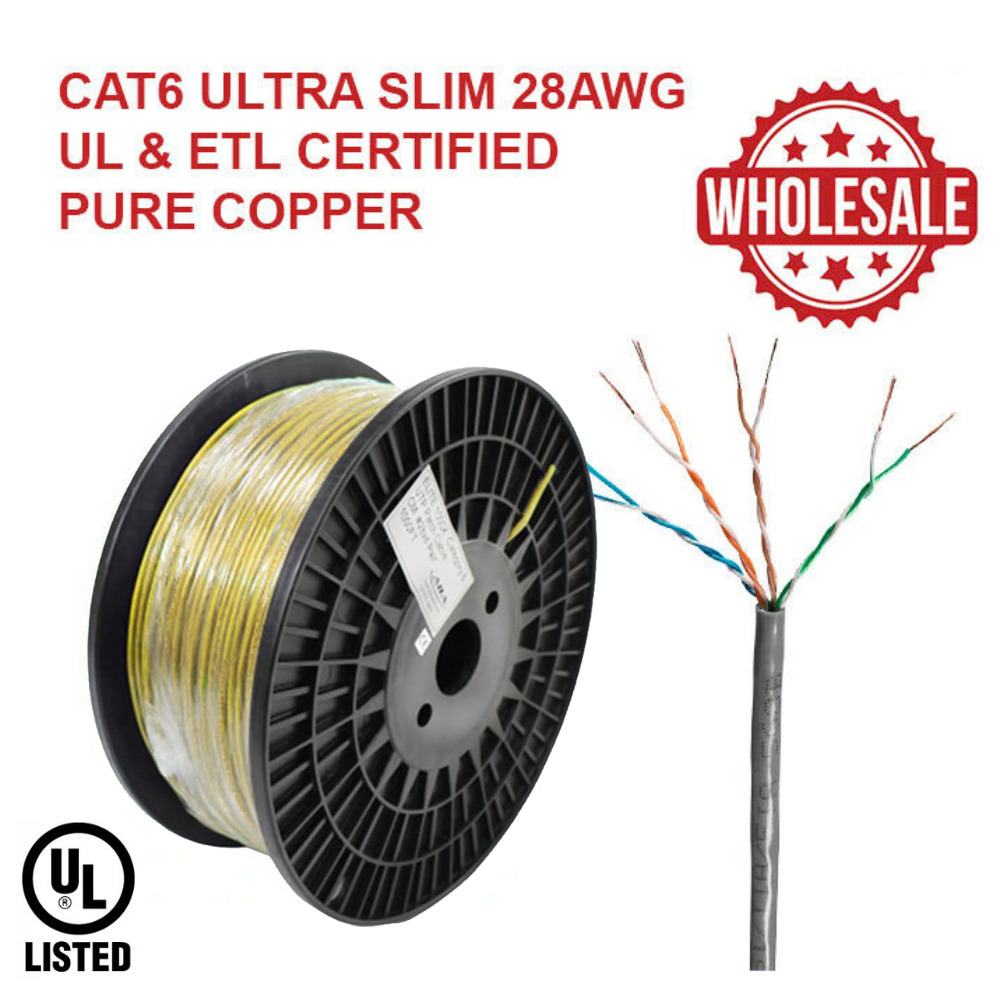 Cat6 UTP CM 28AWG 4 Pair Stranded ETL Certified, UL Listed, Solid Pure Copper