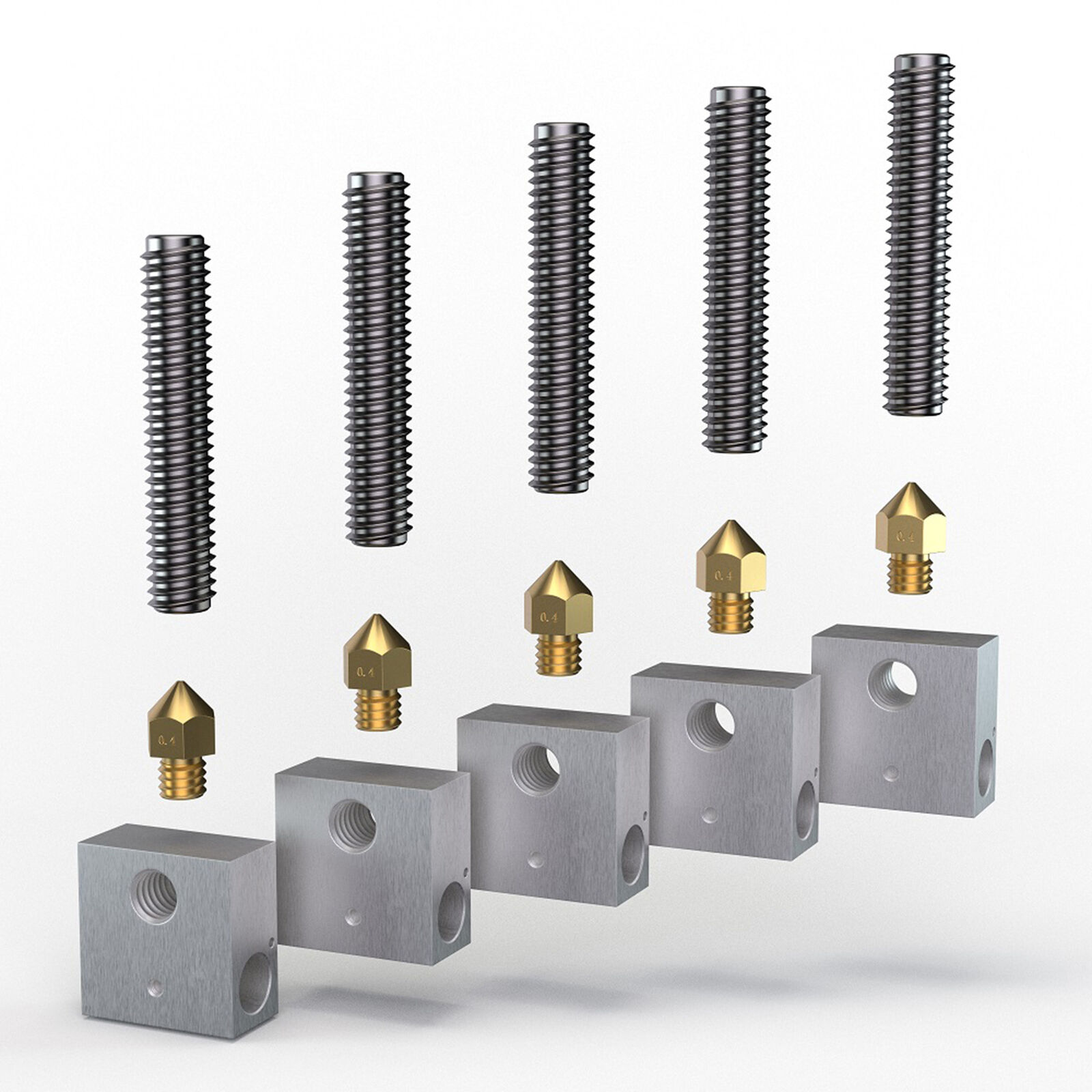 Anet 5Pcs/Pack 0.4mm Brass Nozzle Extruder Print Head + Heater Block D3G0