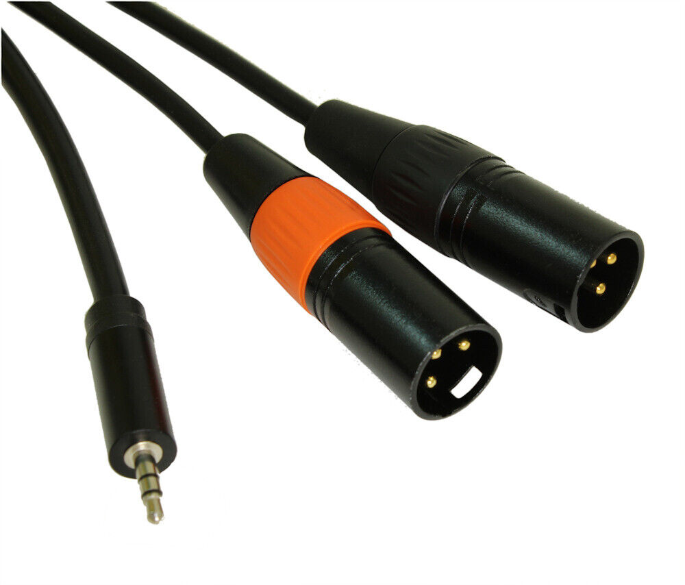 10ft Premium 3.5mm TRS Stereo Male to 2 XLRinch Male Y-Breakout Cable