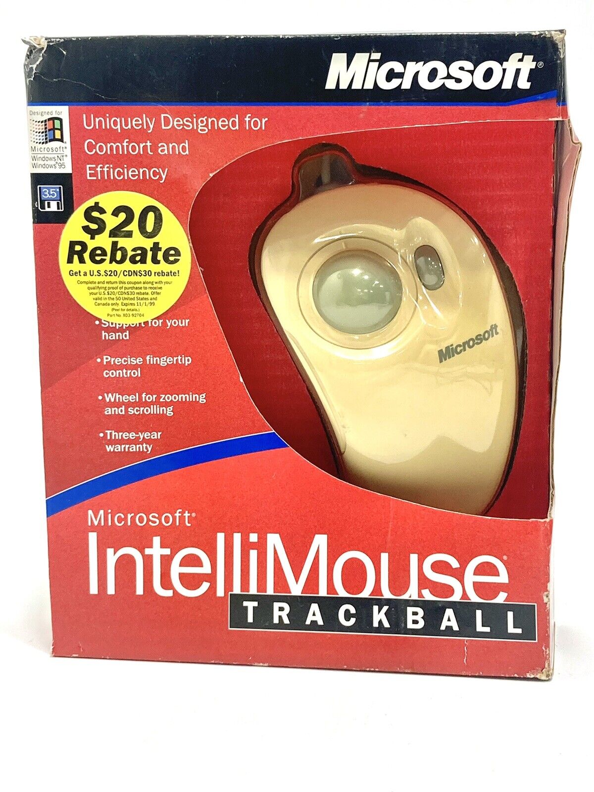 Vtg Microsoft IntelliMouse Trackball Mouse PS/2  New Sealed 1998 READ