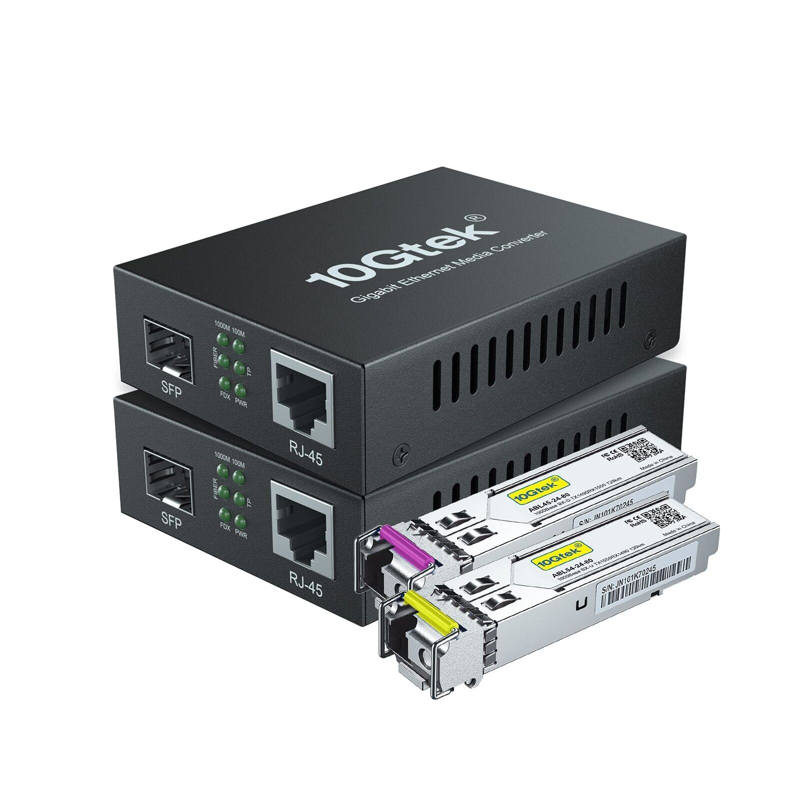 a Pair of Gigabit Ethernet Bidi Media Converter, SingleMode Single LC Fiber t...