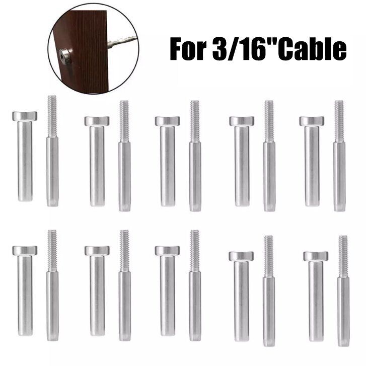 Stainless Steel Invisible Receiver Stud Swage End Fitting 3/16