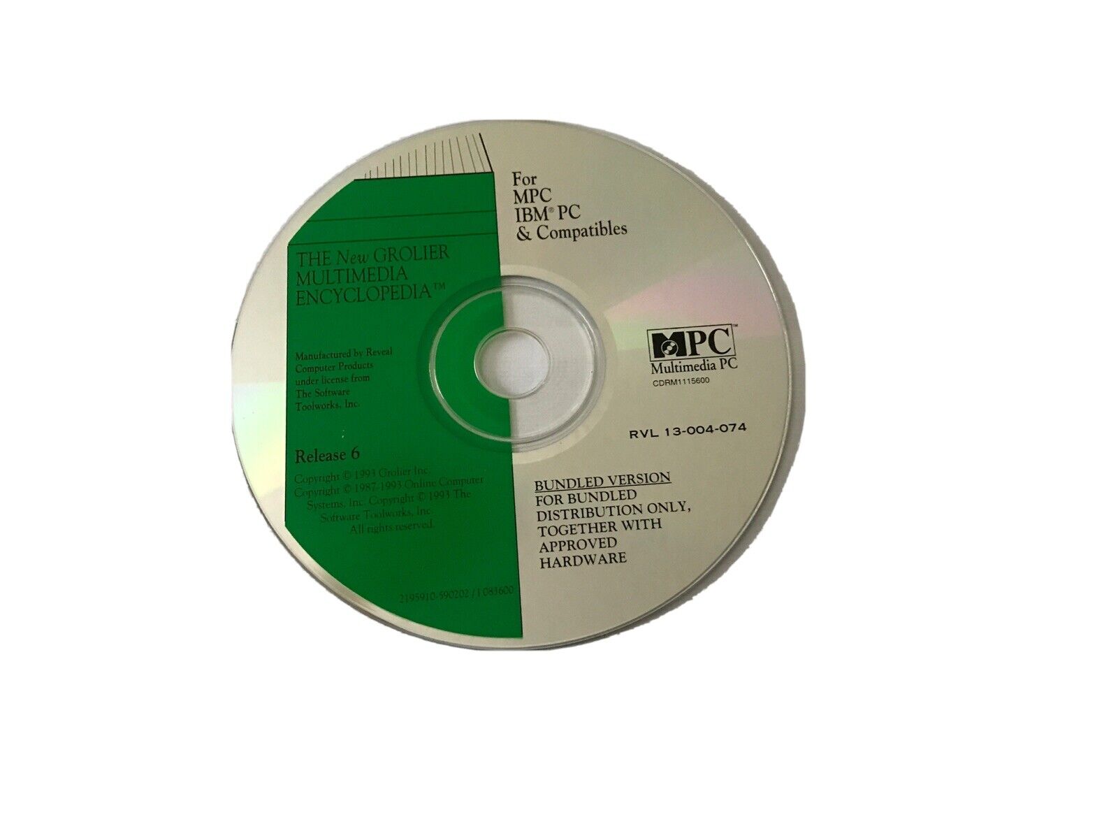 The New Grolier Multimedia Encyclopedia Software Release 6 Vtg 1993 Disc