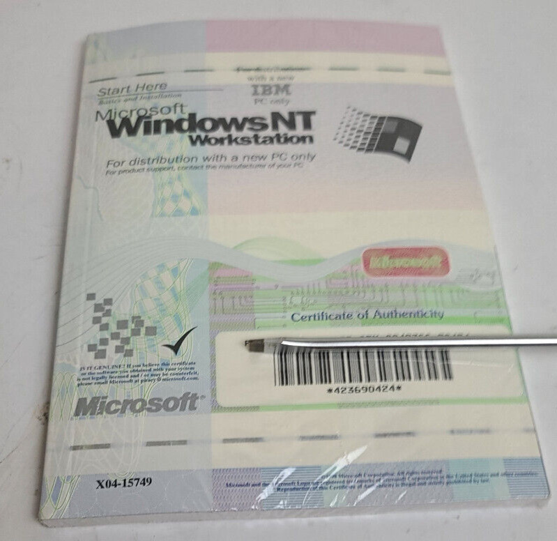 Microsoft Windows NT Workstation 4.0  Disc Version - Brand New Sealed
