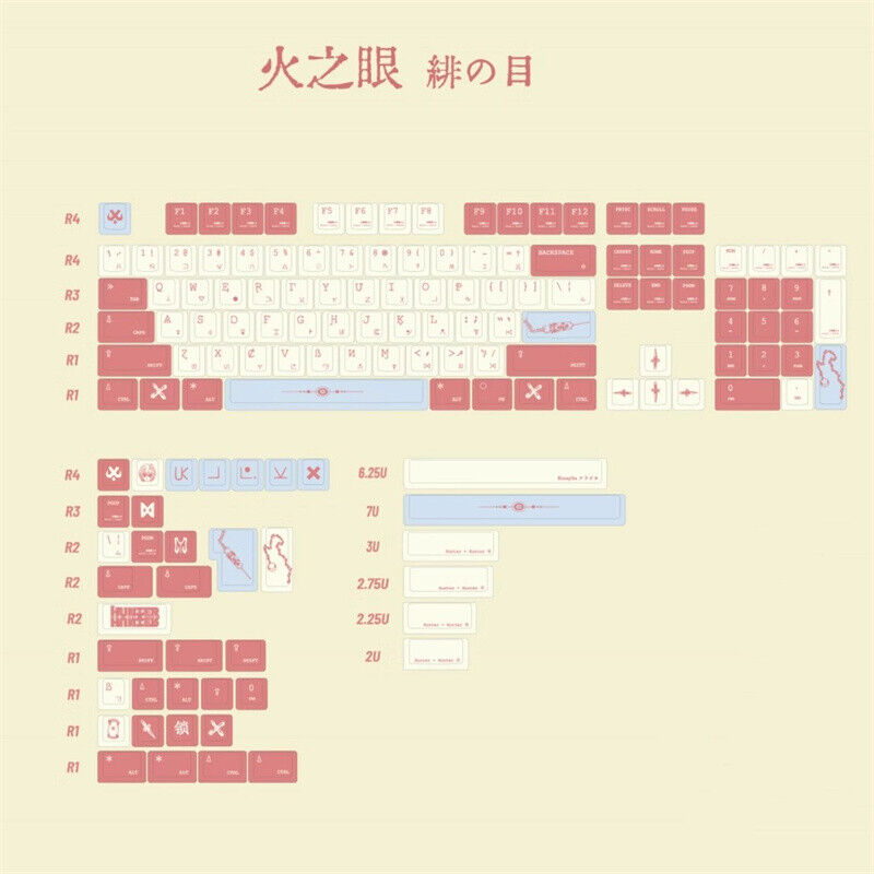 Anime HUNTER HUNTER Kurapika Keycap 140 Keys PBT Keycaps for Mechanical keyboard
