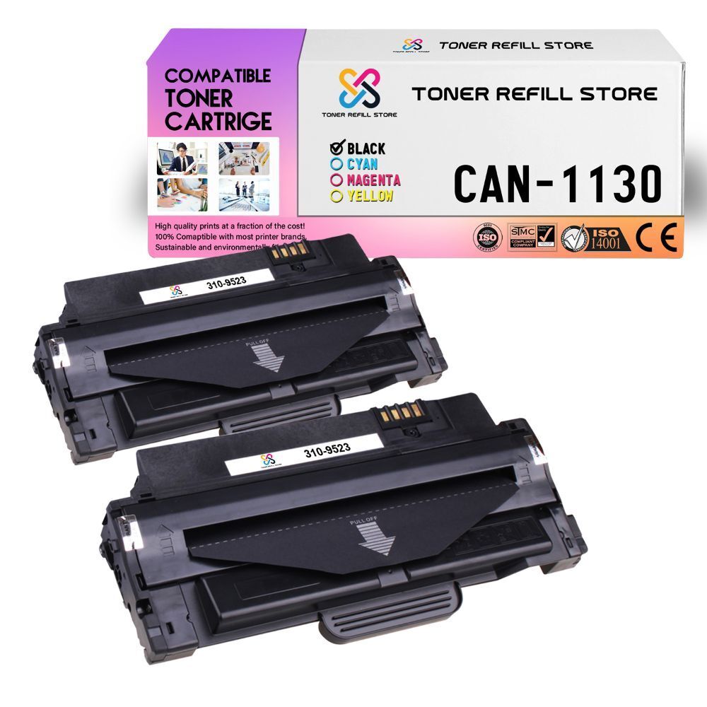2Pk TRS 310-9523 Black Compatible for Dell 1130 1130n 1133 Toner Cartridge