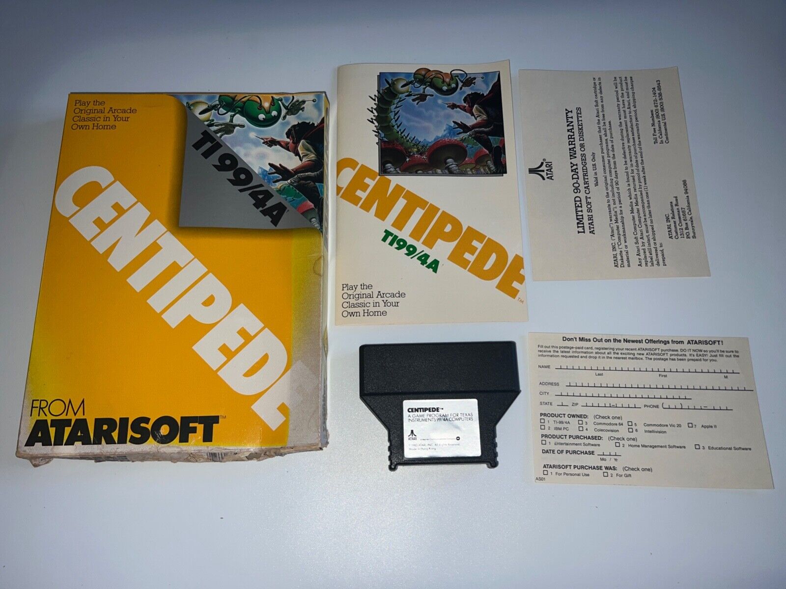 Centipede Atari TI-99/4a Game Cartridge with Box & Manual Complete