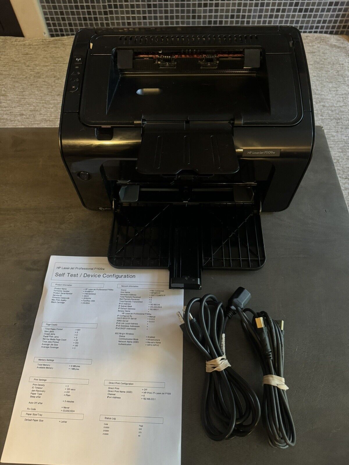 HP LaserJet Pro P1109W Laser Printer Page Count 651 - Tested (New Toner)