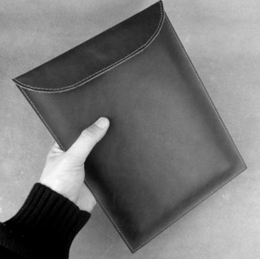cow Leather file Folder pocket case Messenger bag Briefcase handmade black z626