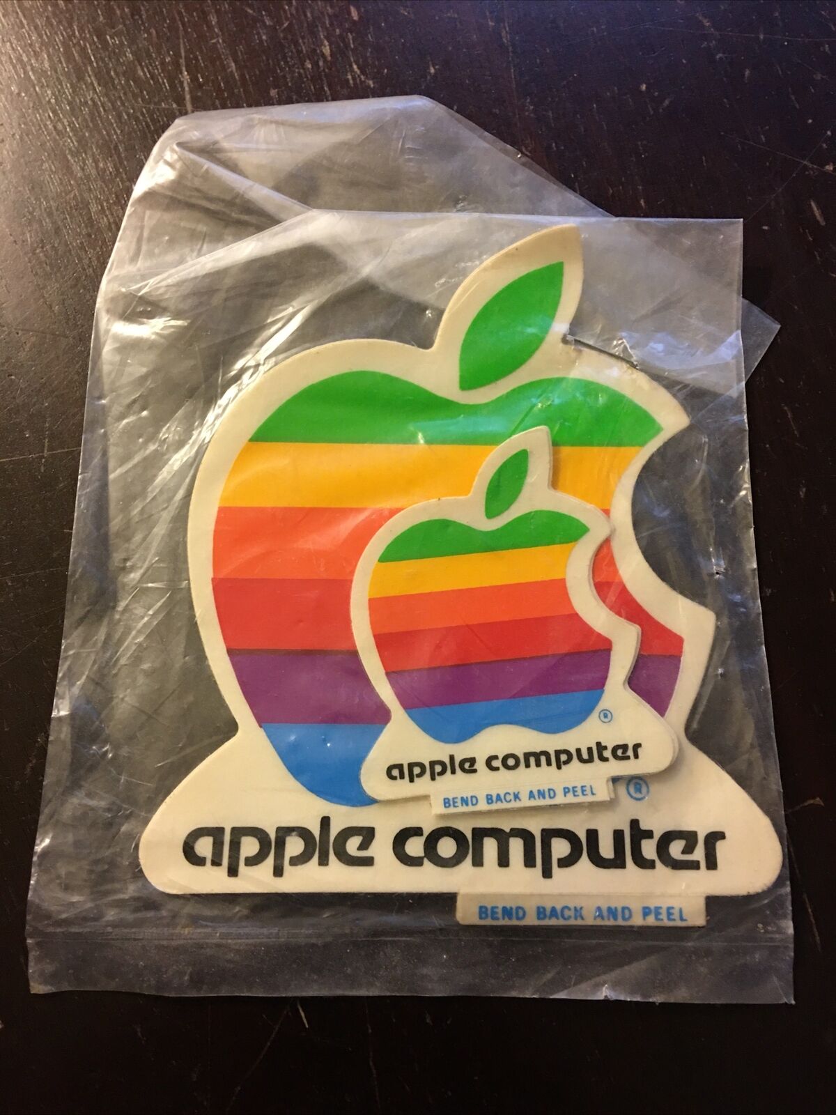 Vintage 80s Apple Computer Stickers Decals Rainbow Macintosh Lot of 3 NOS