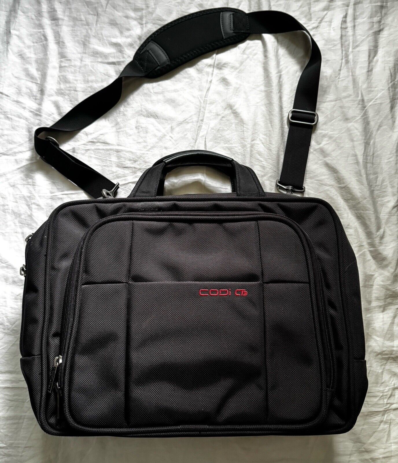 CODI Laptop Bag Briefcase Expandable Organizer CT3 Zipper Pockets Strap Black