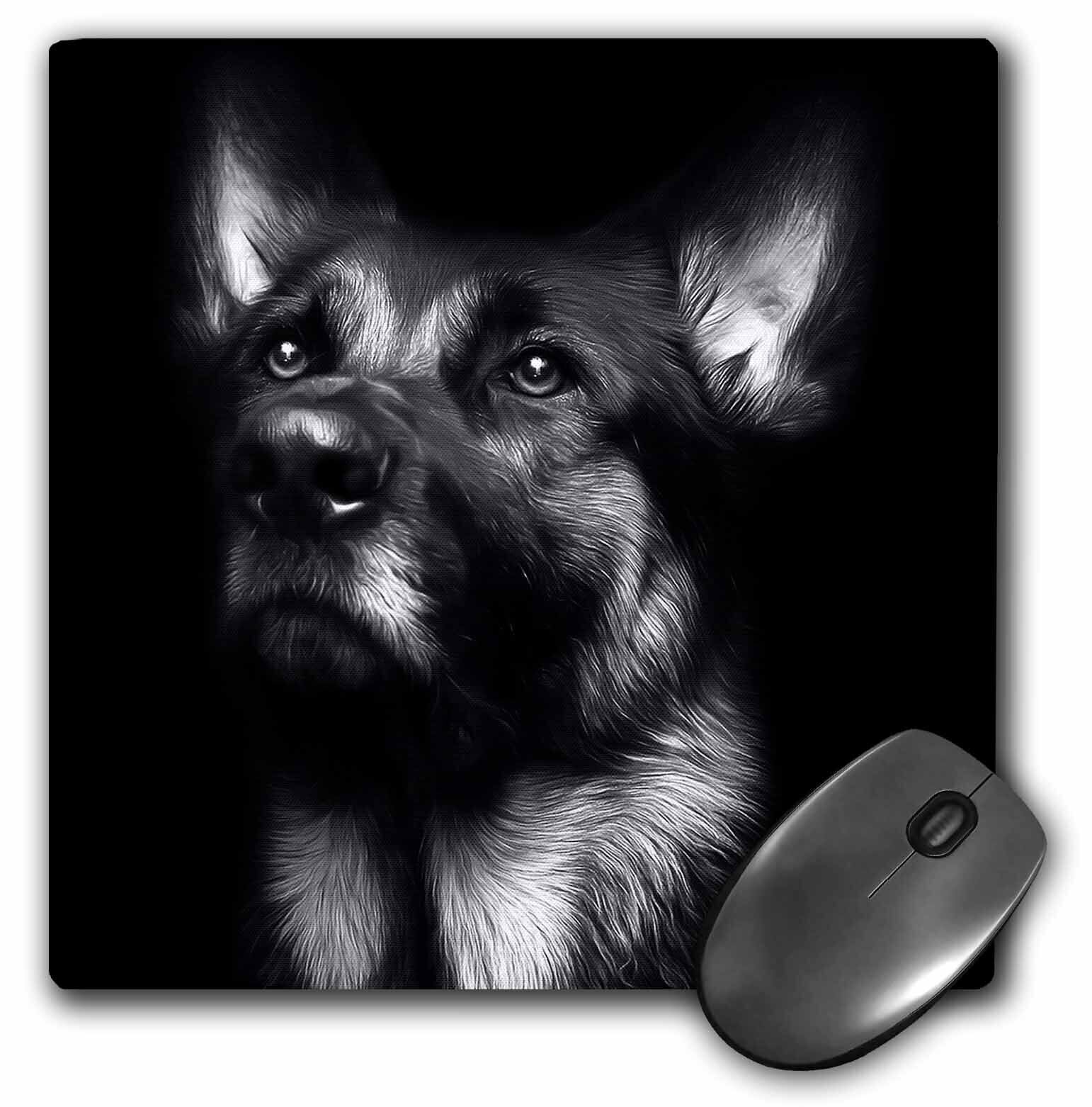 3dRose Black and white photo of a regal German Shepherd painted in Photoshop. Mo