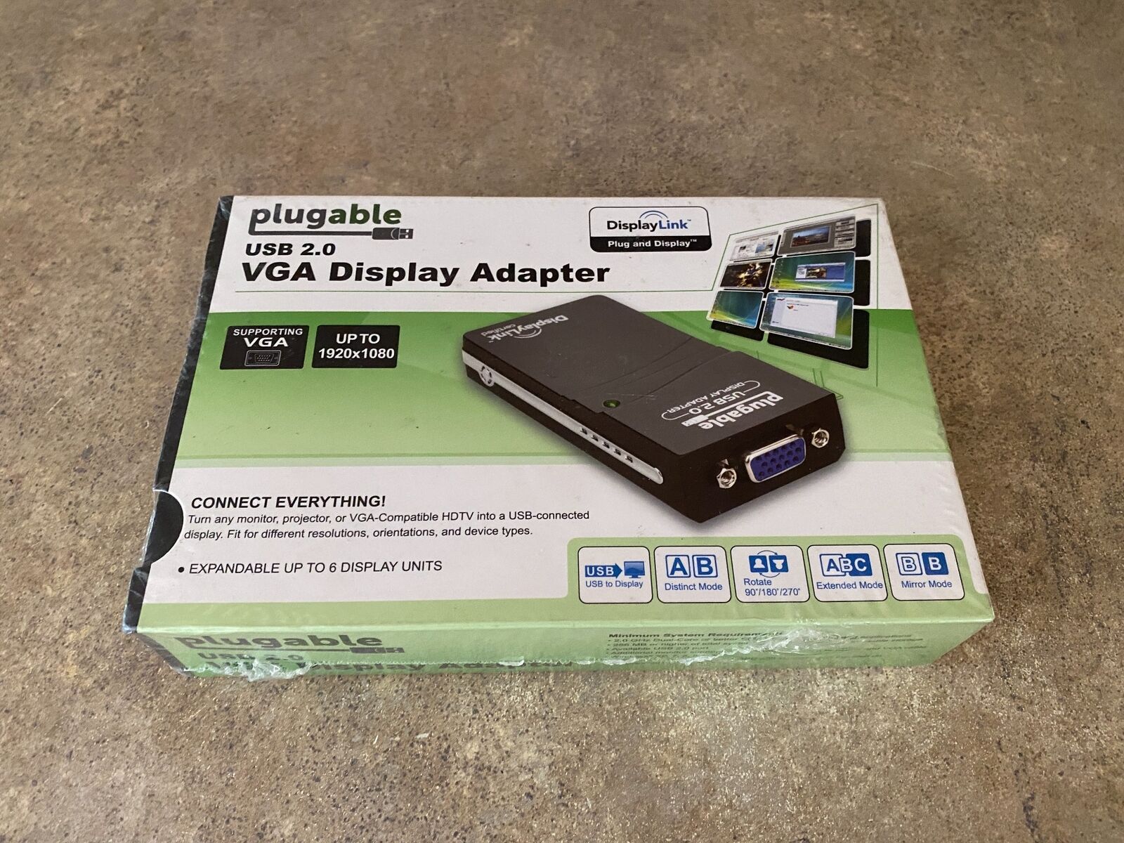 DISPLAYLINK PLUGABLE USB 2.0 TO VGA DISPLAY ADAPTER USB-VGA-165 AA3-4