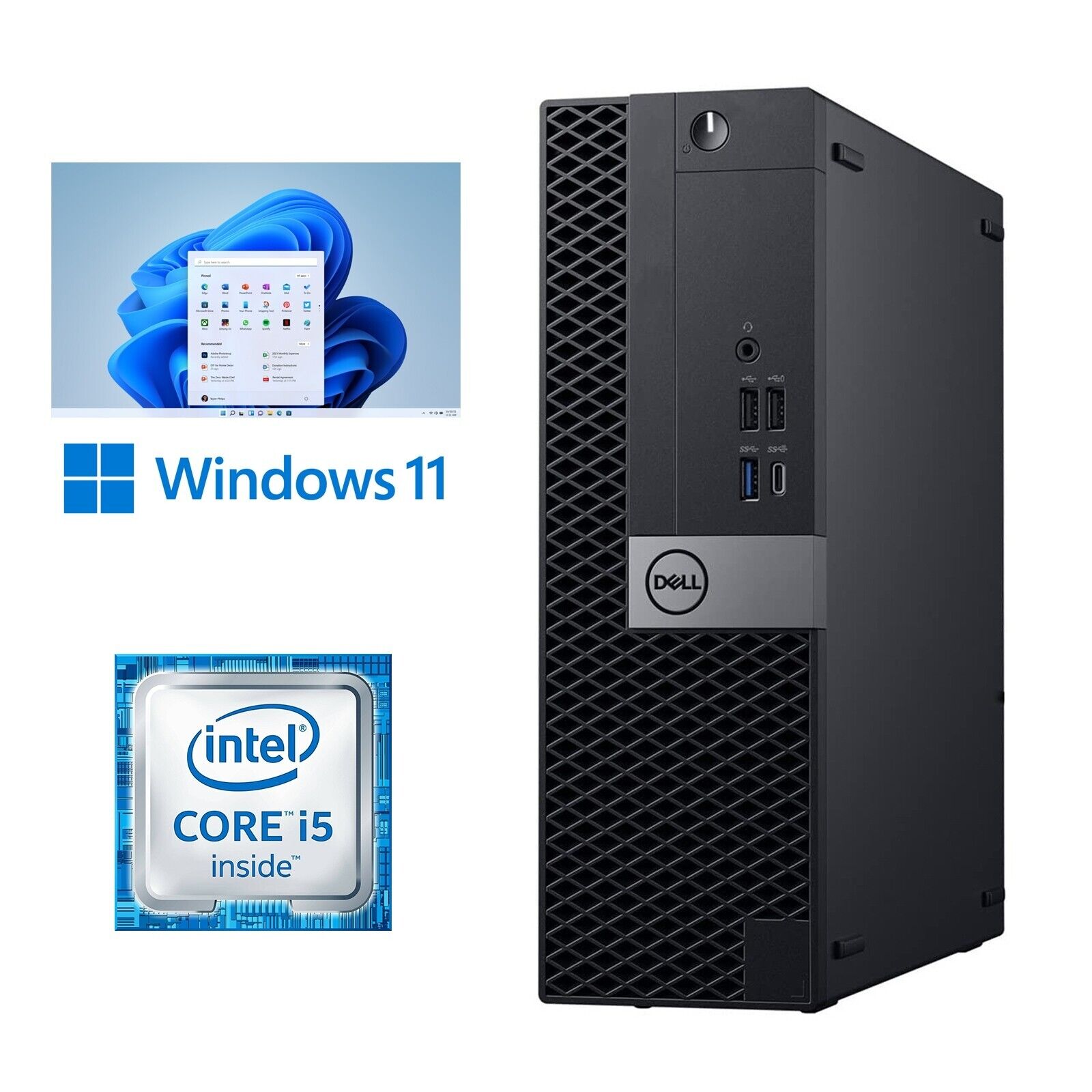 Dell OptiPlex 7050 Core i5 Desktop Computer 16GB RAM 480GB SSD Windows 11 Wi-Fi