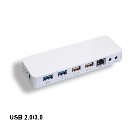 Kentek White USB 4 Ports Docking Station 3.0/2.0 w/ RJ45 Audio Mic Socket 5Gbps
