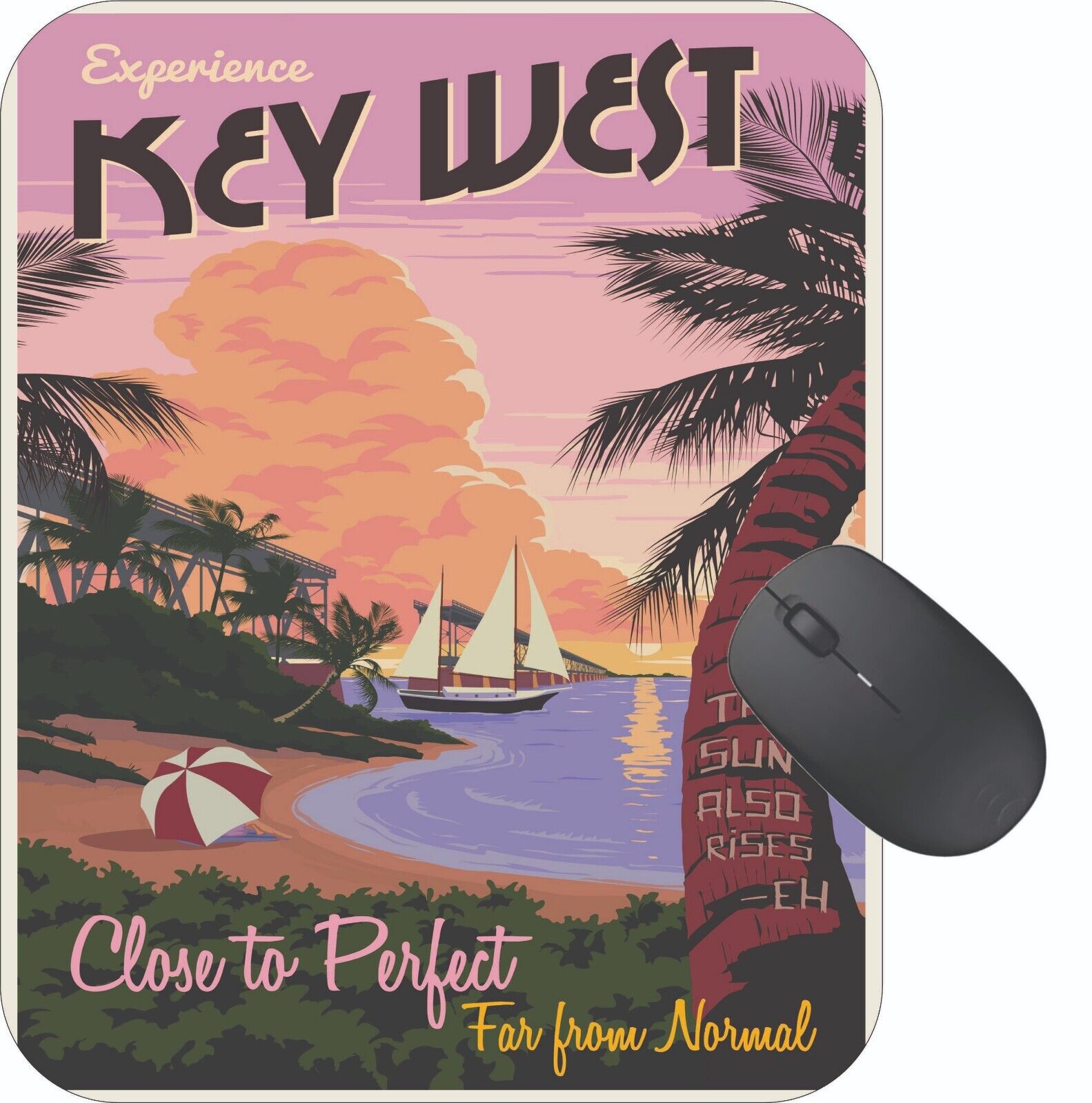 Key West Mouse Pad Stunning Photos Travel Poster Art Vintage Retro