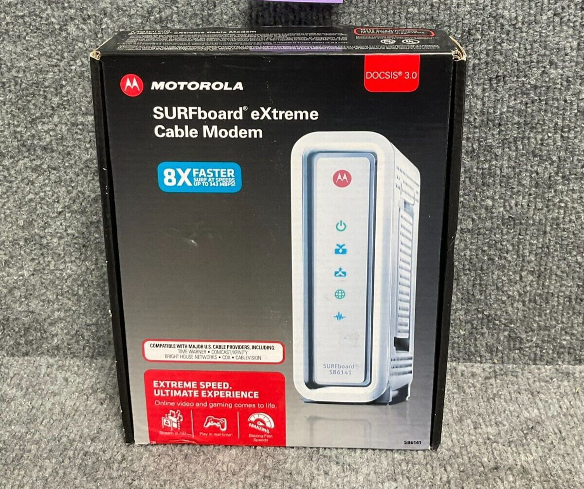 Cable Modem Motorola SB6141 Docsis 3.0 SURFboard Extreme 8 Faster Up To 343 MBPS