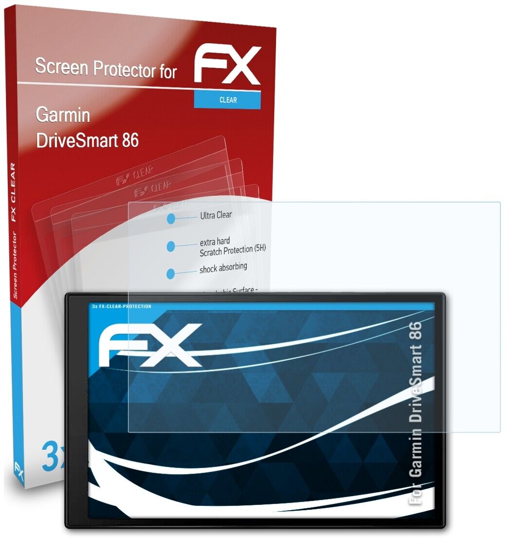 atFoliX 3x Screen Protector for Garmin DriveSmart 86 clear