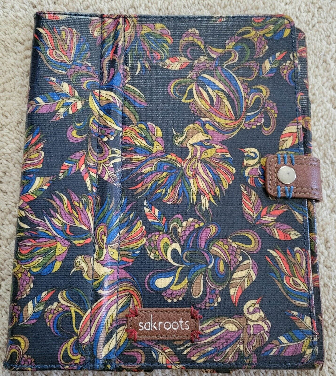 Sakroots Ipad/ Tablet Cover Case navy blue paisley/floral print