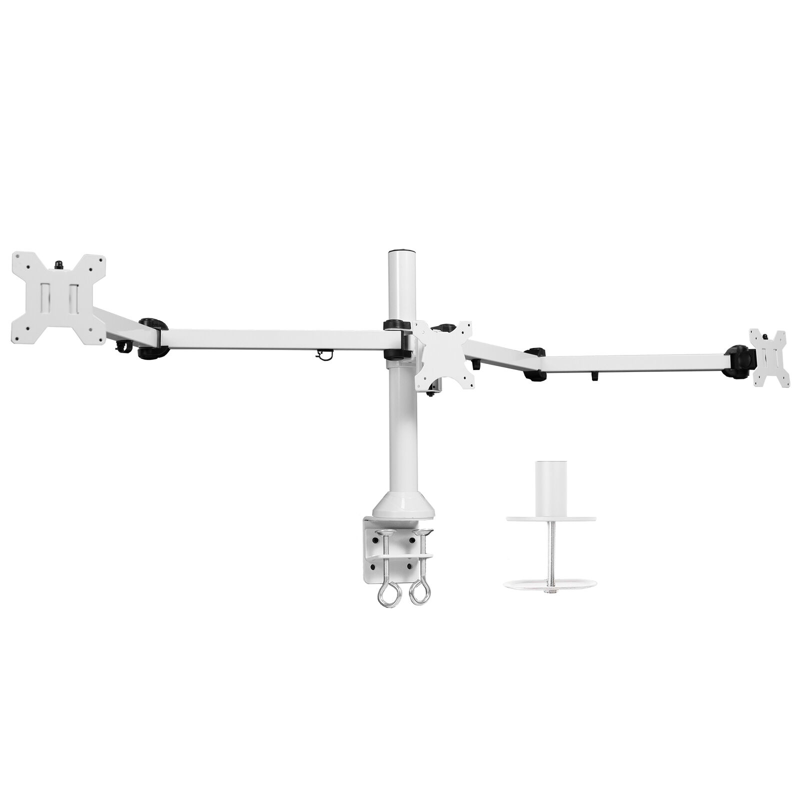 VIVO White Triple Monitor Desk Mount, Adjustable Stand, Fits 3 Screens up to 32\