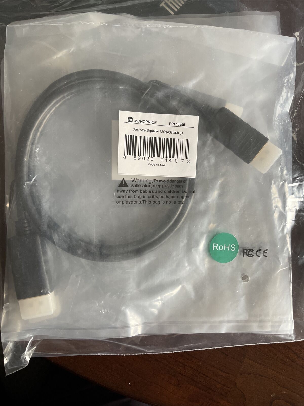 Monoprice Select Series DisplayPort 1.2 Cable 6ft New in Packaging