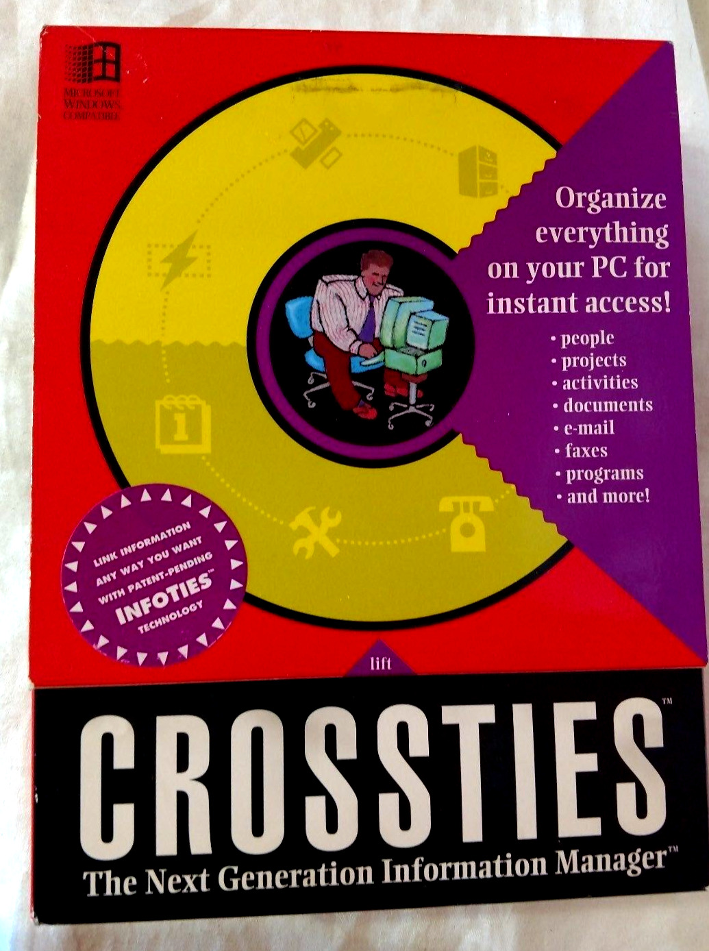 CROSSTIES VTG Boxed Utility Windows 3.1 Organizer Info Manager 3.5 Disk Software