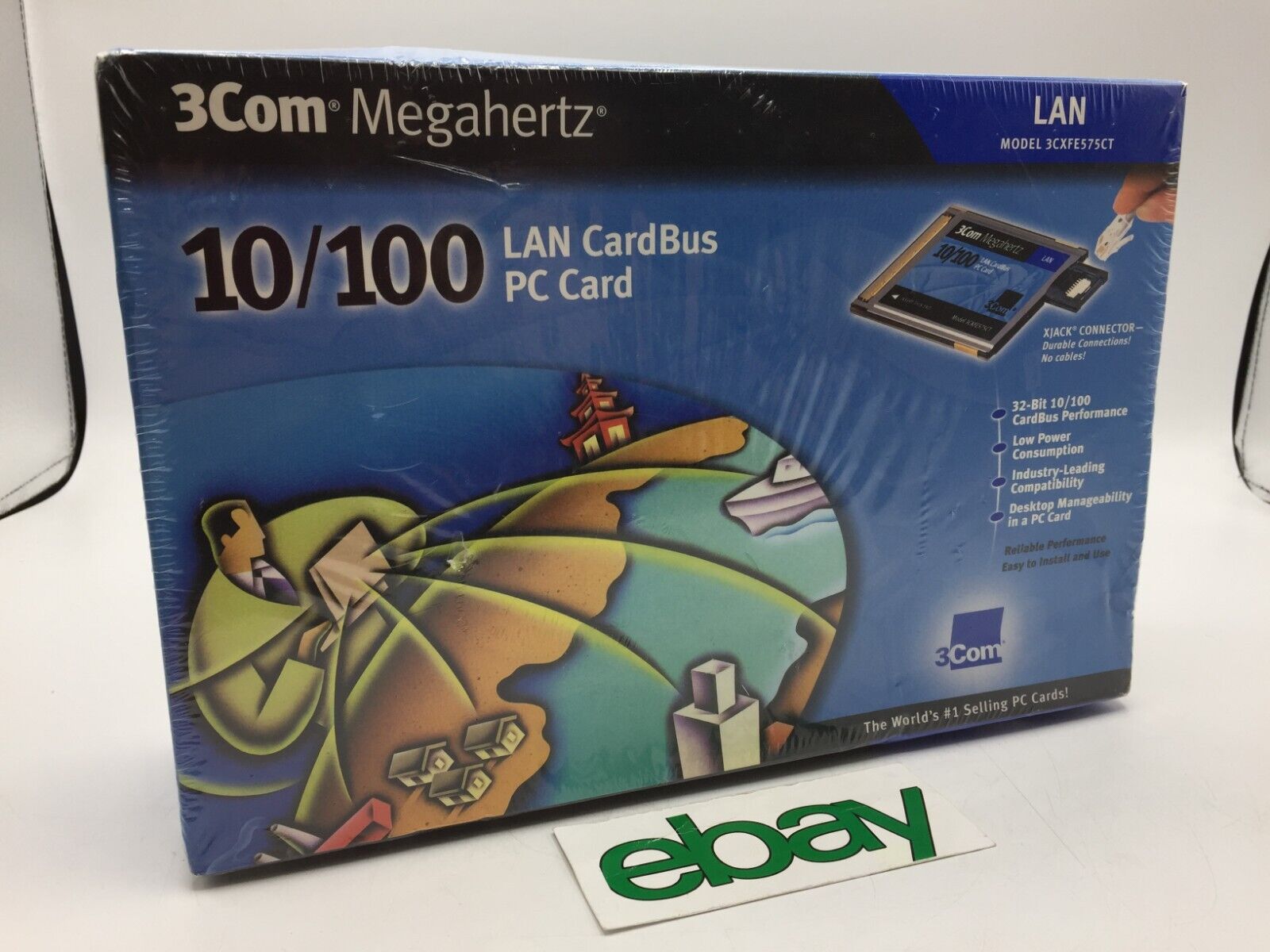 NEW Genuine 3Com Megahertz 10/100 LAN CardBus Ethernet PC Card Model# 3CXFE575CT