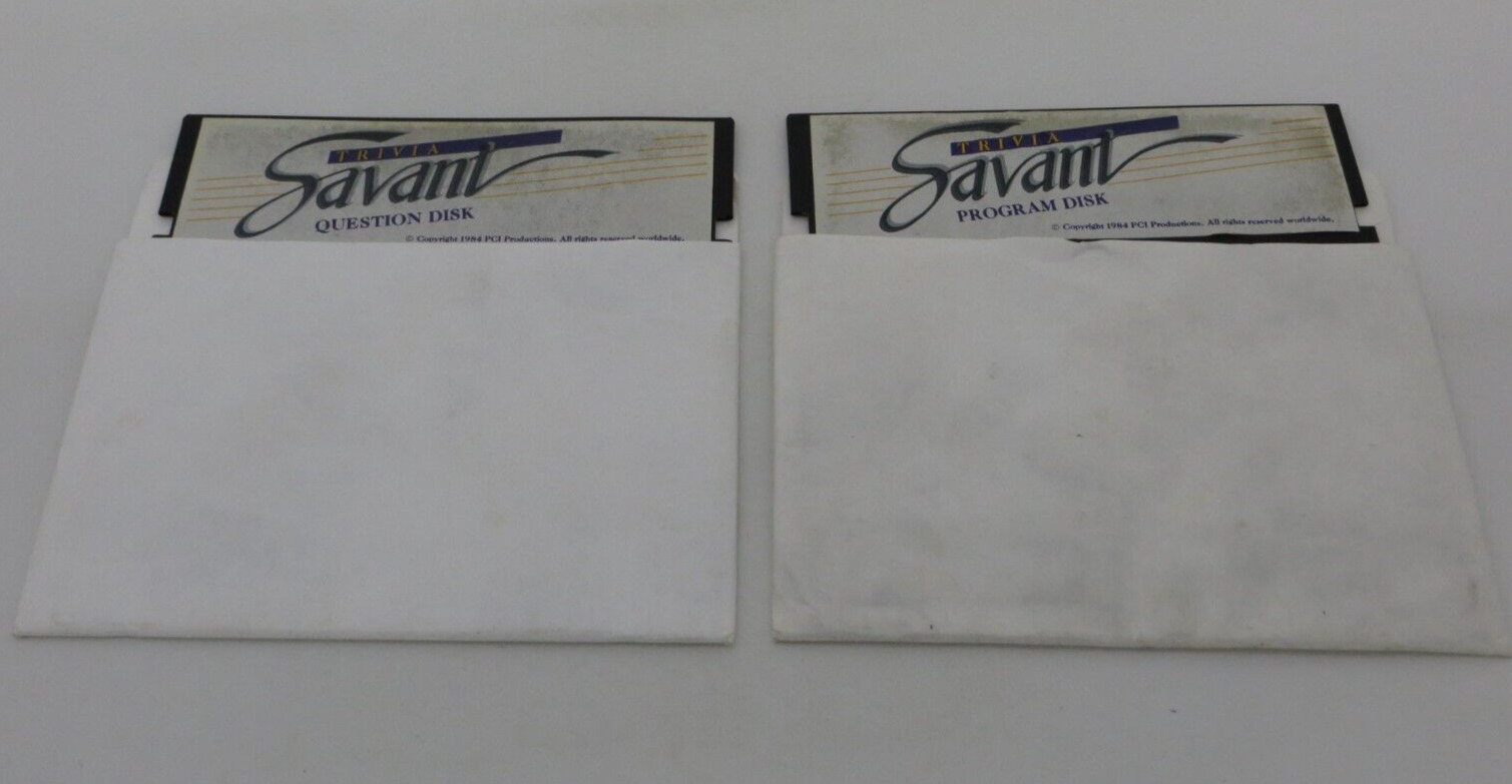 1984 TRIVIA SAVANT 5.25 Floppy Disks vintage computer game program and questions
