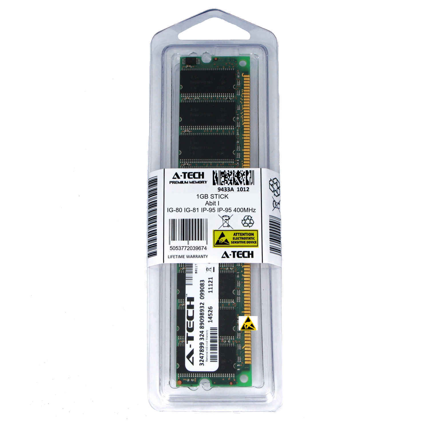 1GB DIMM Abit IG-80 IG-81 IP-95 IP-95 400MHz IS-10 IS-11 PC3200 Ram Memory