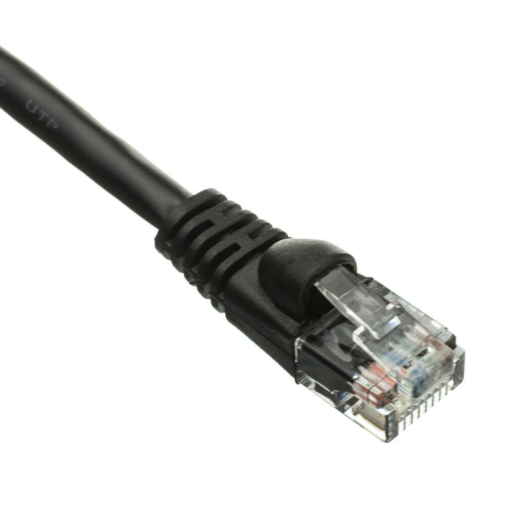Case of 100 Cables Snagless 6 inch Cat5e Black Network Ethernet Patch Cable