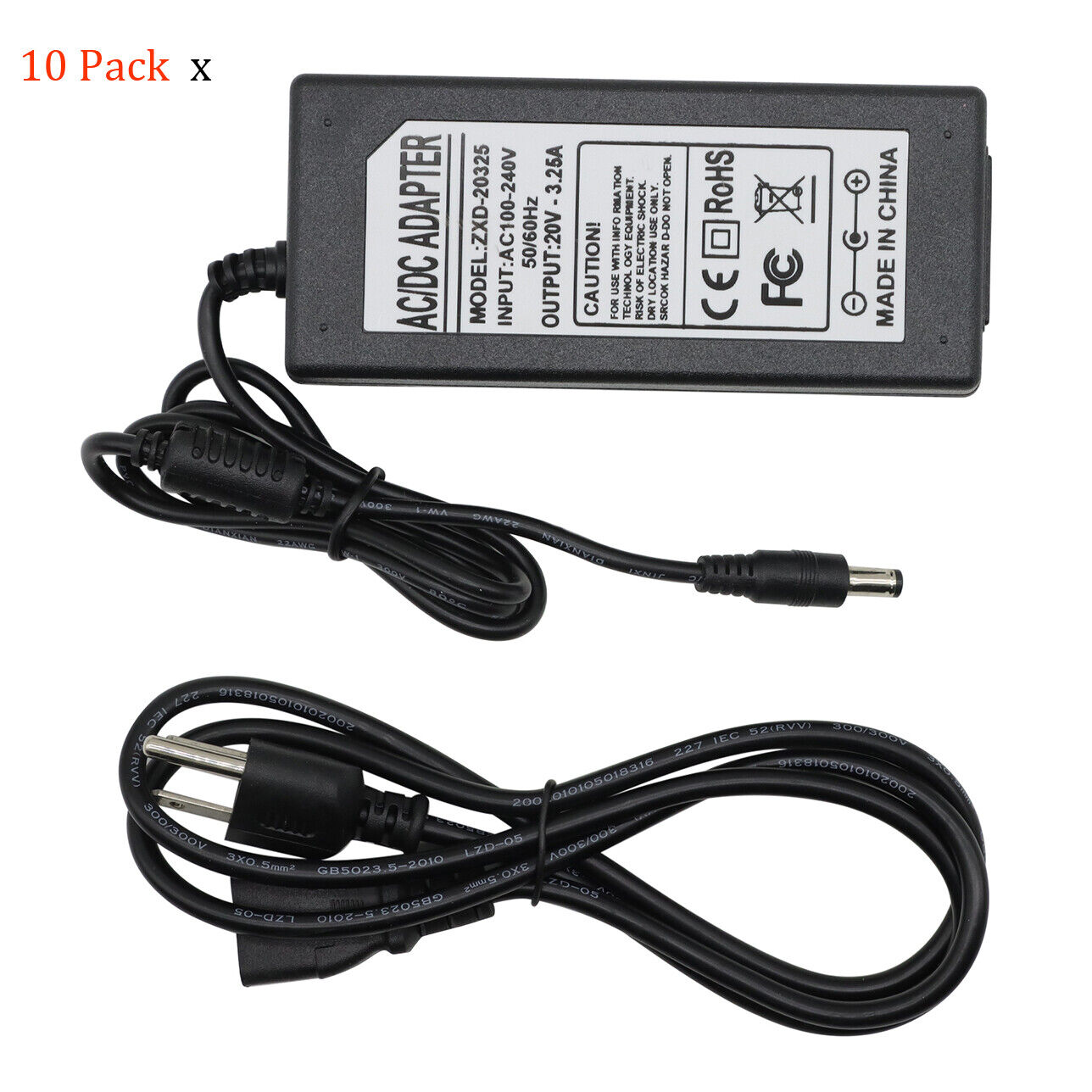 10Pack AC Adapter Charger Power Supply Cord fits Zebra LP2824 LP2844 Printer