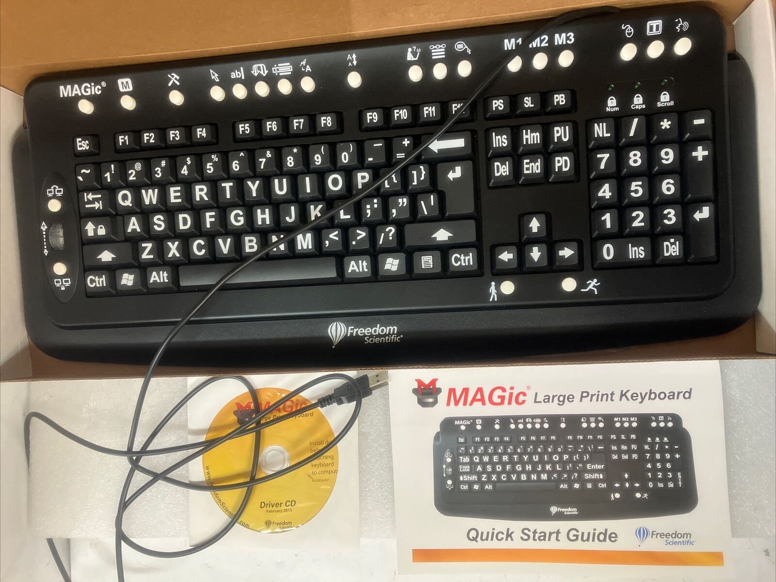 ~ (New) Vintage Freedom Scientific MAGIC Large Print Computer Keyboard USB Wired