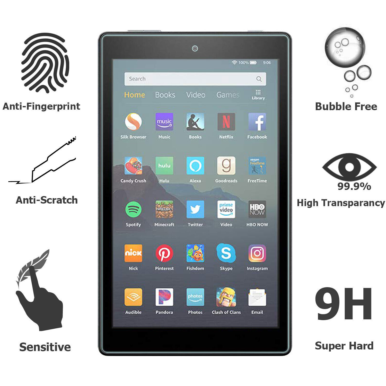 2X Premium Tempered Glass Guard Screen Protector Saver For Amazon Fire HD Tablet