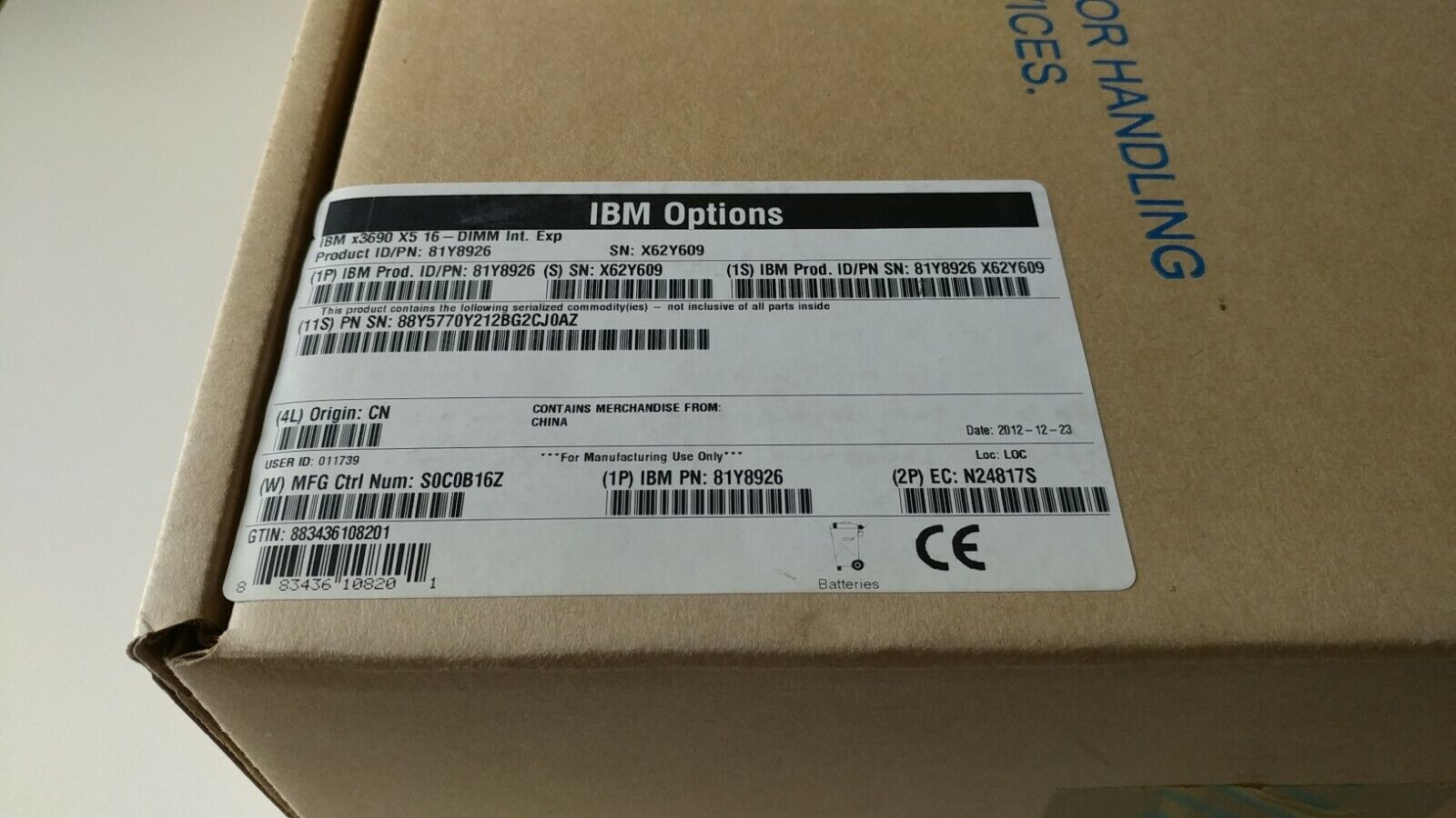 IBM Memory Expansion Module for x3690 X5 81Y8926 81Y8956 88Y5770 59Y7669