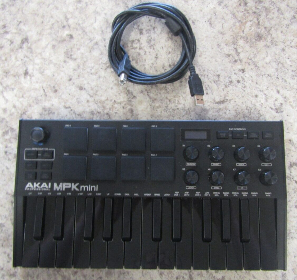 Akai Professional MPK Mini Portable 25-Key Keyboard - Tested Working
