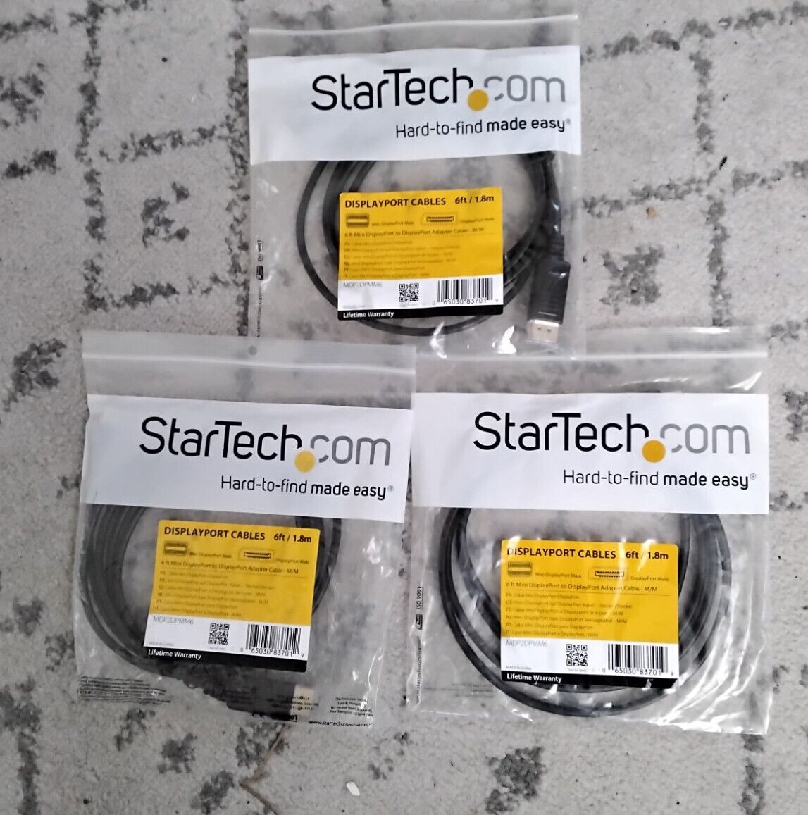 StarTech.com 6FT. Mini DisplayPort to DisplayPort Adapter Cable - NEW - LOT OF 3