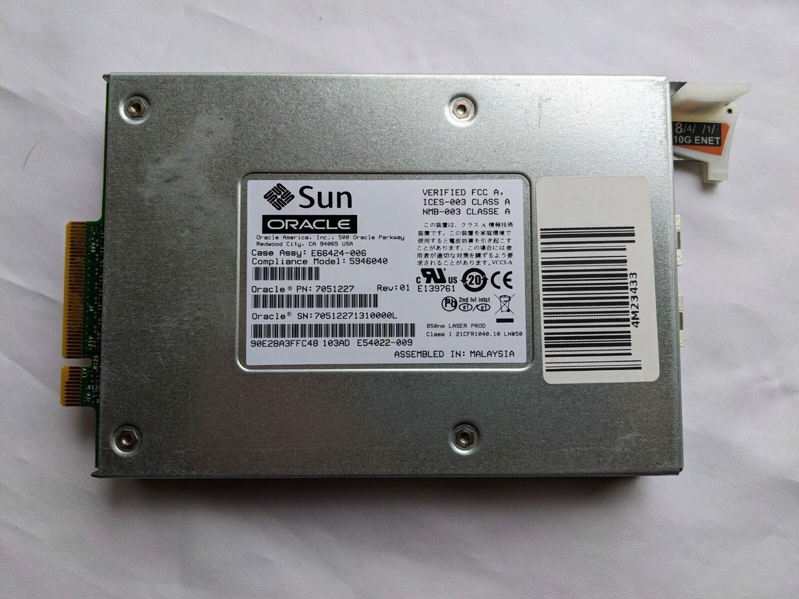 Sun Oracle 7051227  X1110A-Z Dual 10-Gigabit SFP+ Ethernet ExpressModule