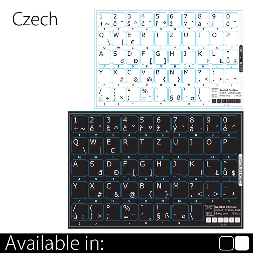 Non Transparent Opaque Keyboard Stickers In 20 Languages And 2 Colours To Choose