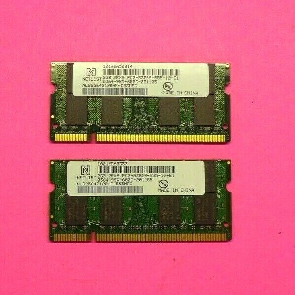 (Lot of 2) Netlist 2GB 2Rx8 PC2-5300S 667MHz RAM Module NL825642120HF-D53MEC