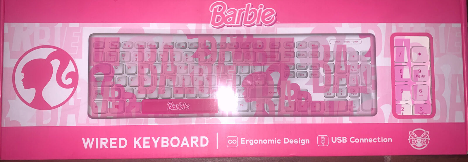 Barbie Wired Keyboard Culturefly, USB Connection, Ergonomic Design  Pink NEW