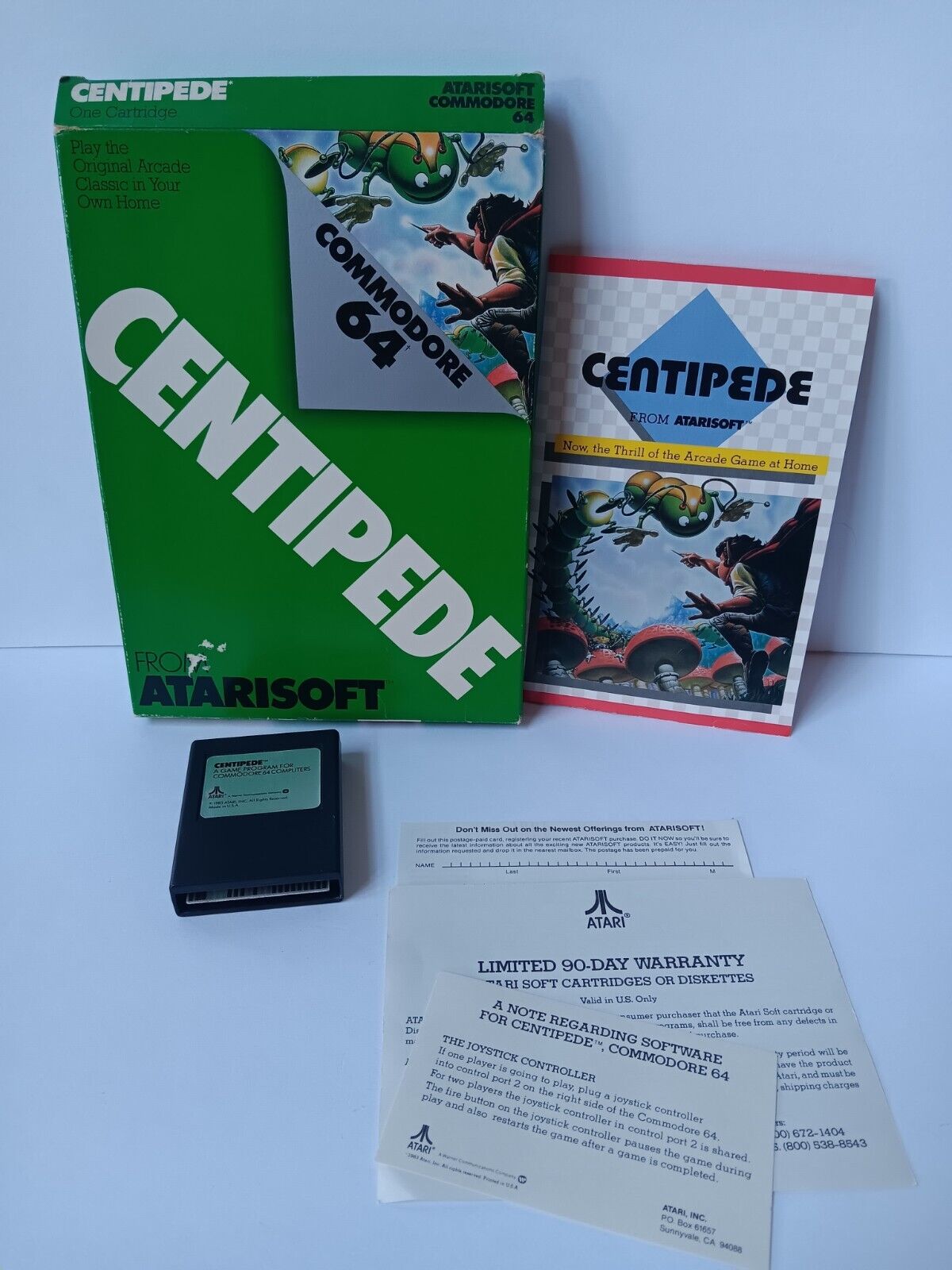 Commodore 64 Centipede Computer Game Cartridge W/Box & Instructions Tested/Works