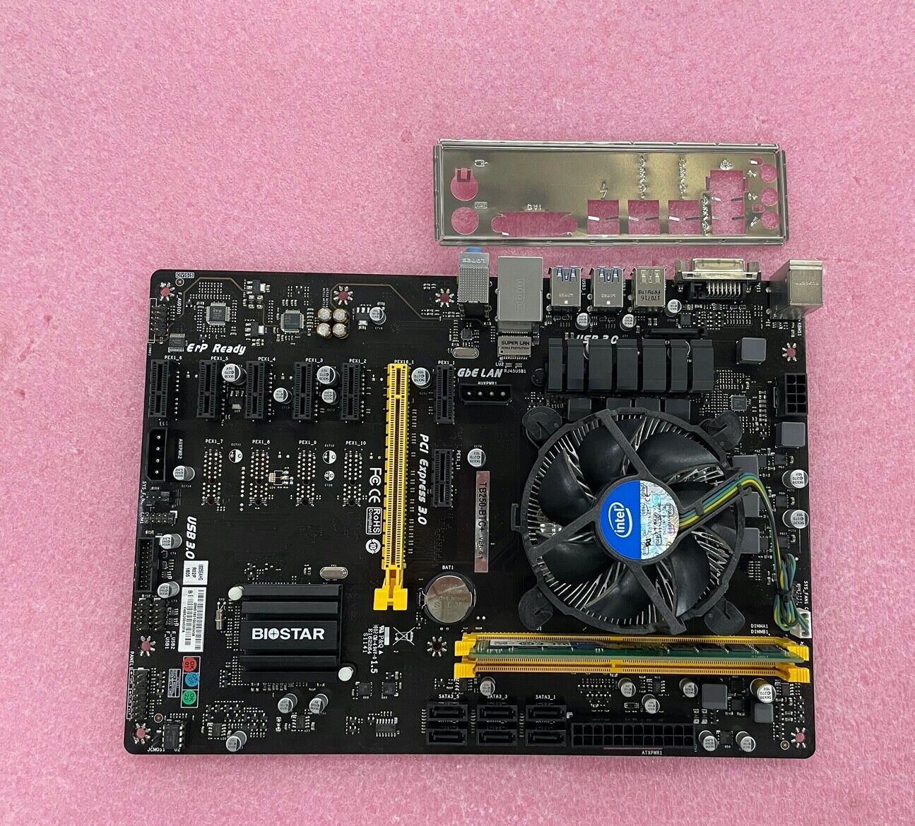 BIOSTAR TB250-BTC+ Motherboard with Intel Pentium G4560/fan and 4GB DDR4