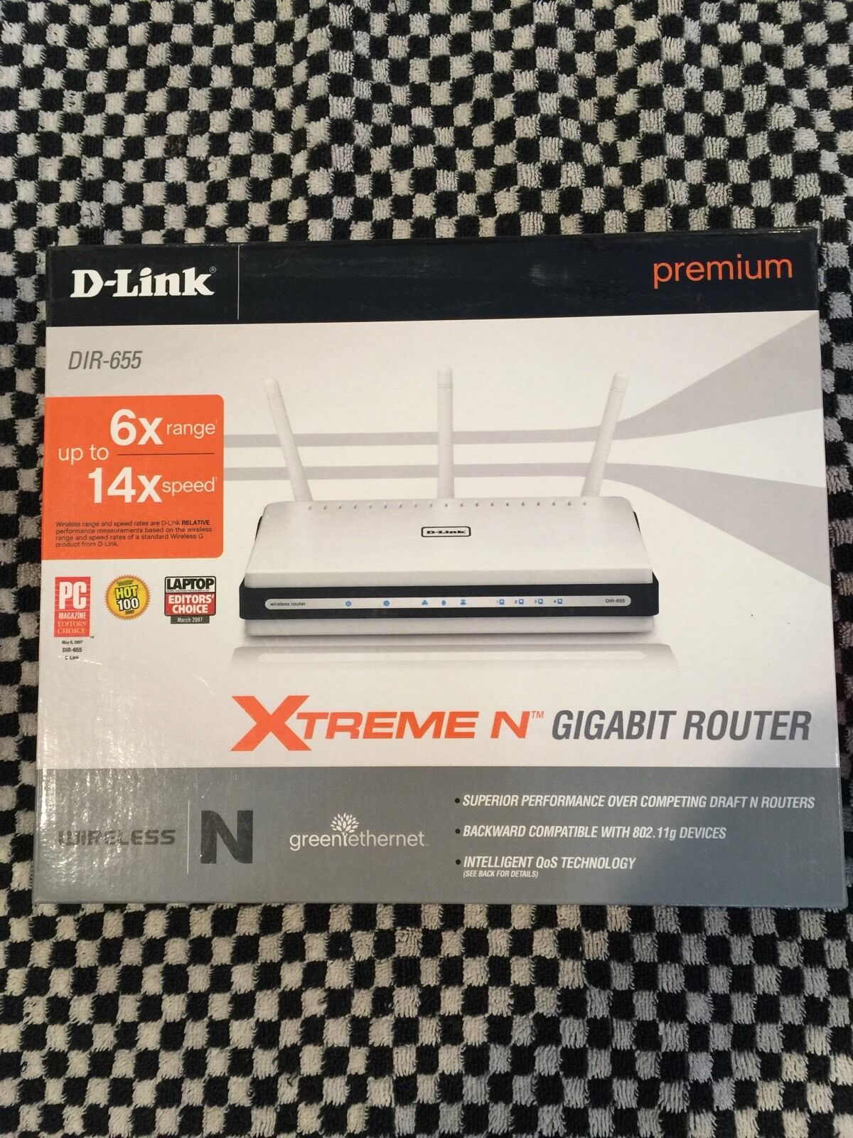 💥PKG-D Link Premium DIR-655 Extreme-N Gigabit Wireless Router +Notebook Adapter