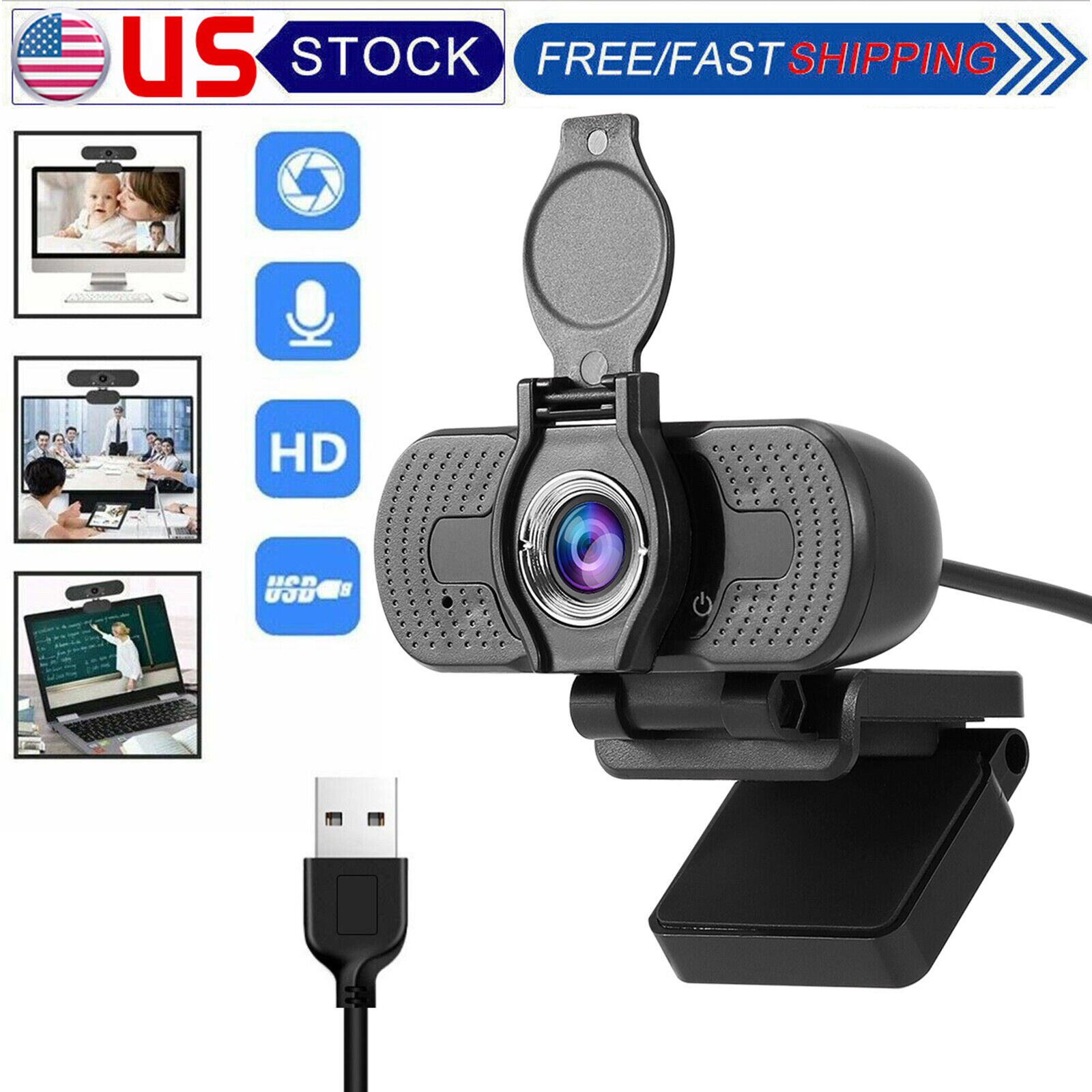 1080P Full HD USB Webcam for PC Desktop & Laptop Web Camera with Microphone/FHD