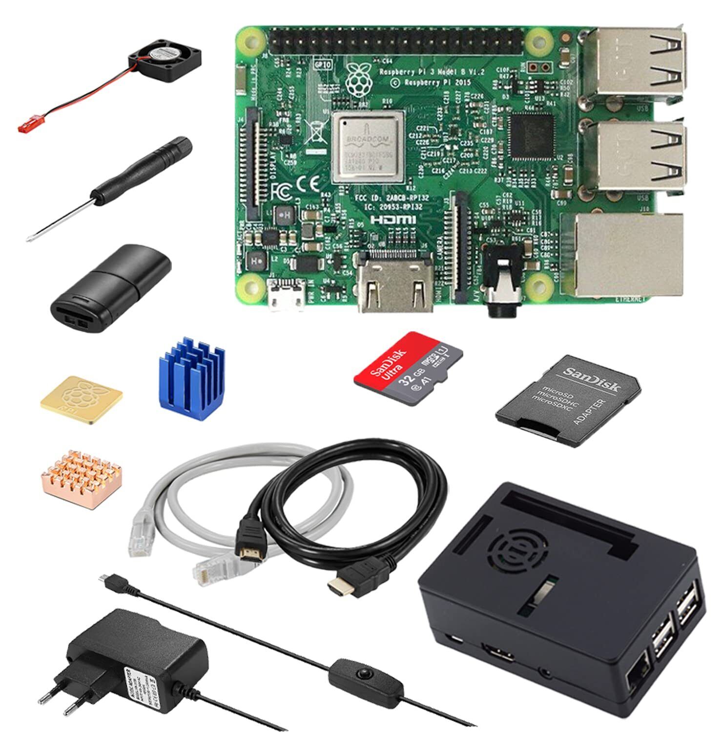RasTech Raspberry Pi 3 Model B Starter Kit with 32GB Micro SD Card HDMI Cable...
