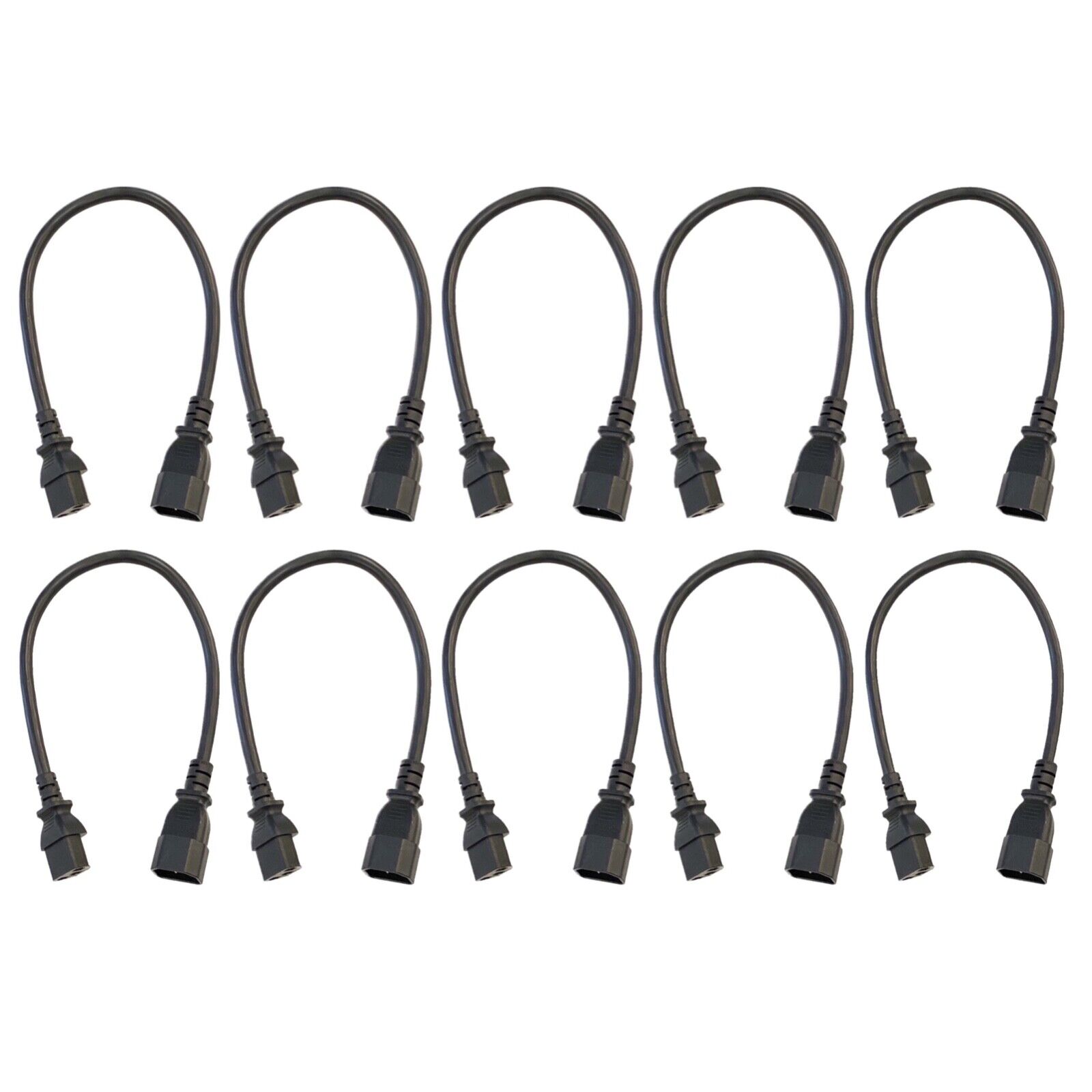 (10) Pack of C13 to C14 AC Power Cord 1.5' Foot Short 16AWG Cable