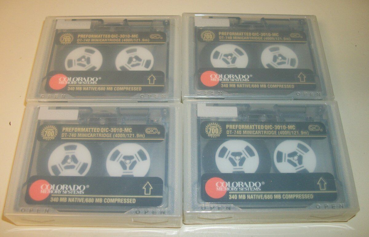 Lot of 4 New, Old Stock Colorado Jumbo 700 DT-740 QIC-3010-MC 680/340 MB Tapes