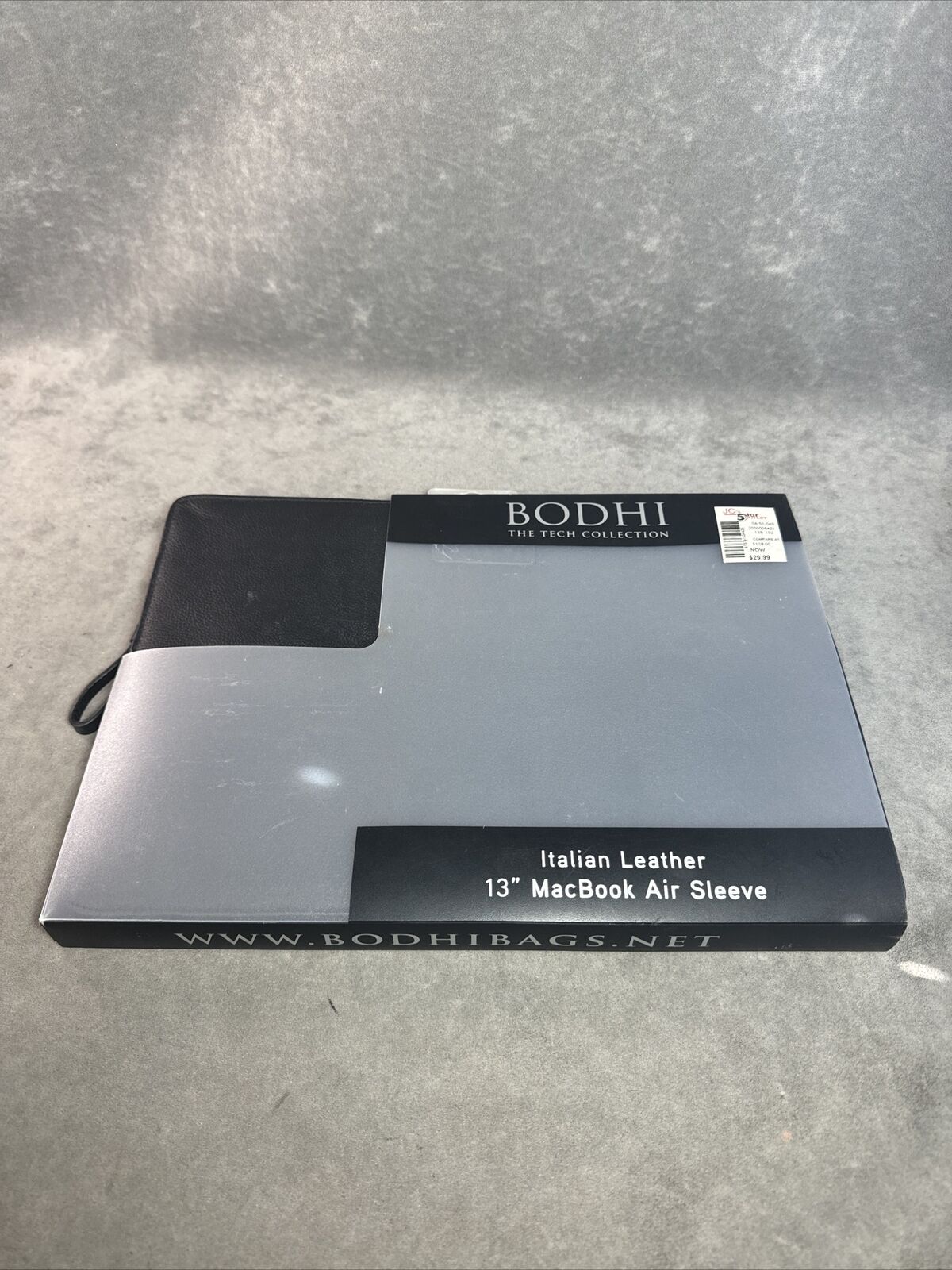 Bodhi Black Italian Leather 13” MacBook Air Sleeve-New